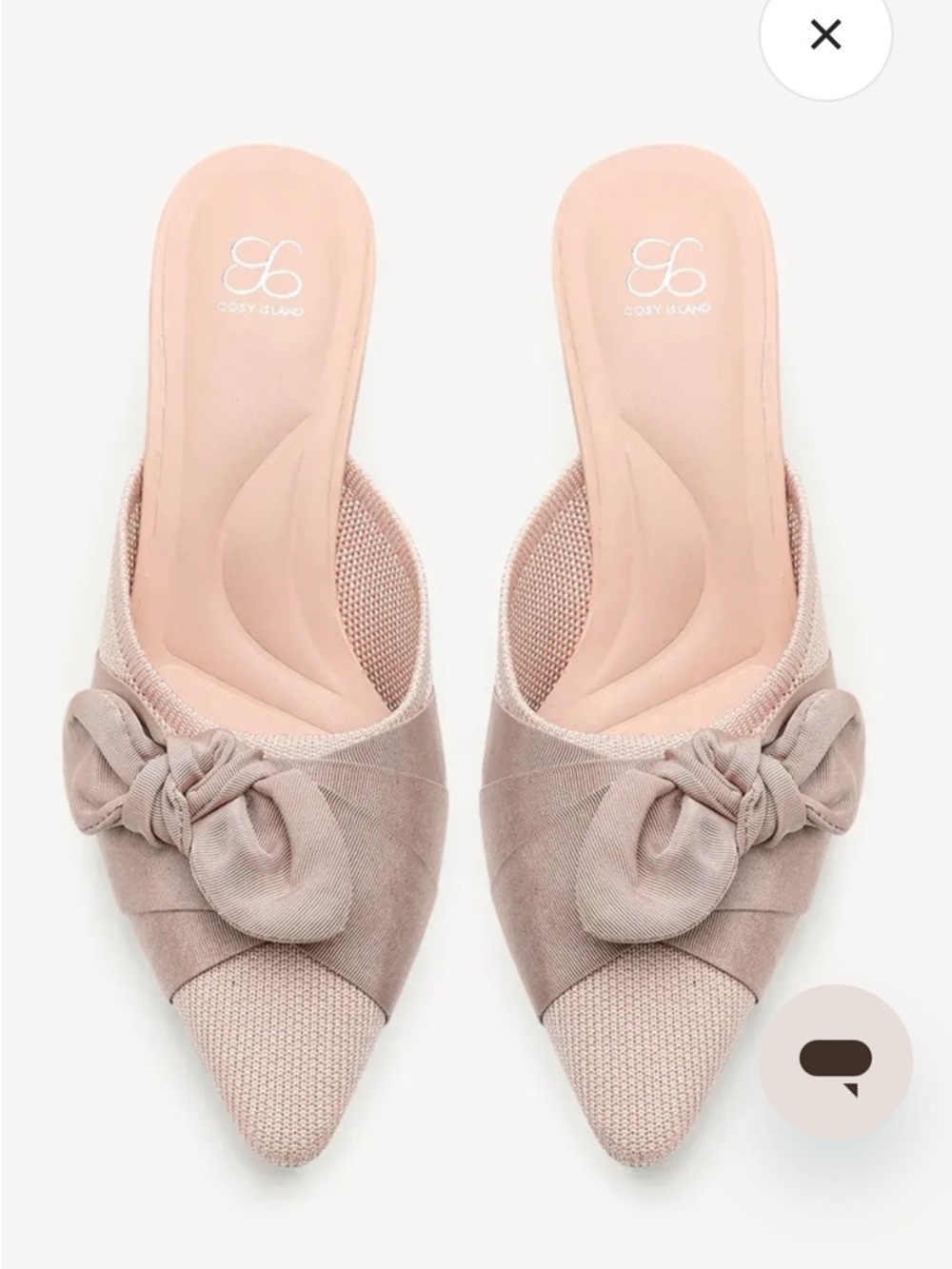Blush Knot Pointed-Toe Slip-On Mules